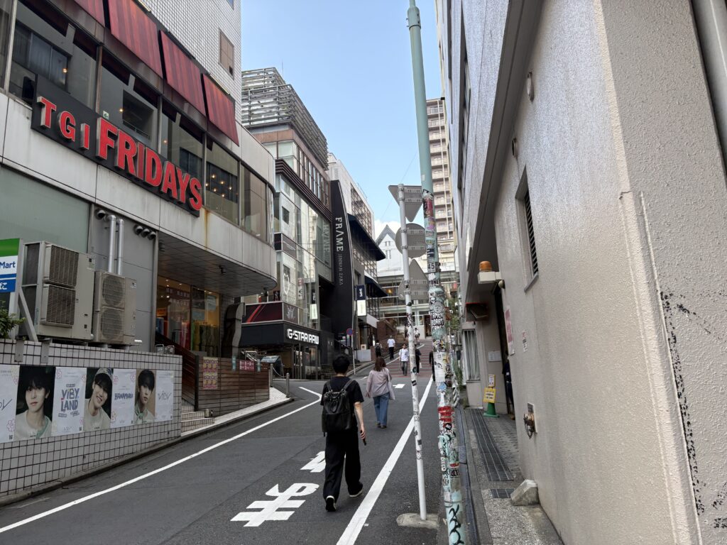 道中⑧。（FRAMEの看板の下がLANDの入り口です。）