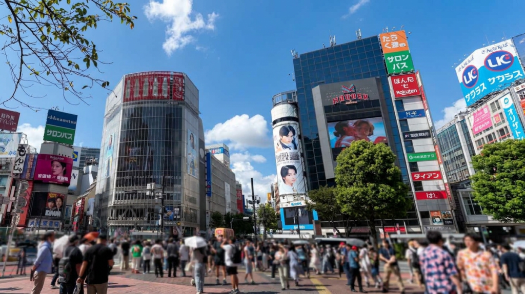 ハチ公前からスクランブル交差点方向。